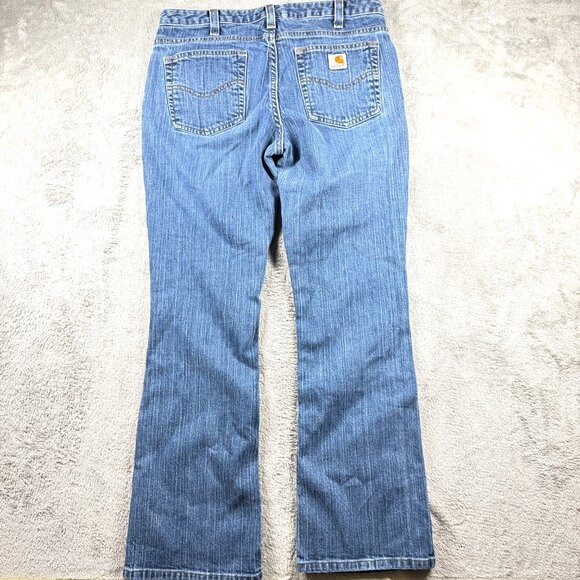 Carhartt Curvy Fit Bootcut Jeans Women’s Size 8x30 Blue Denim Mid Rise - Picture 7 of 13